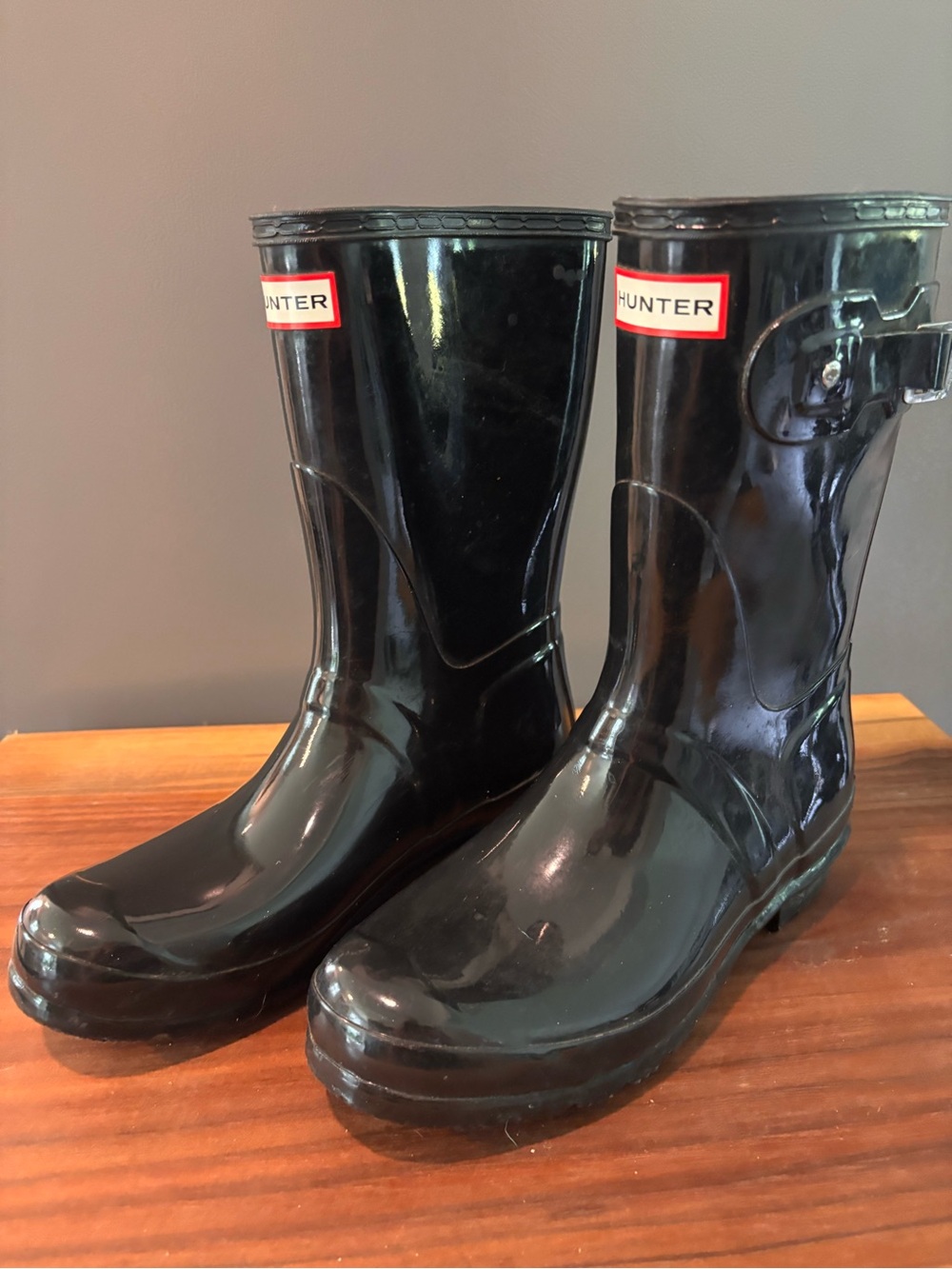 Hunter Glossy Black Mid-Calf Rain Boots - Picture 4 of 5